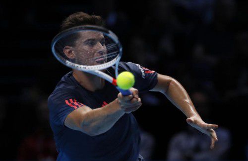 Dominic Thiem feierte mit dem 6:3, 1:6, 6:4 über Gael Monfils seinen ersten Sieg beim ATP-Finale.  Foto: AFP