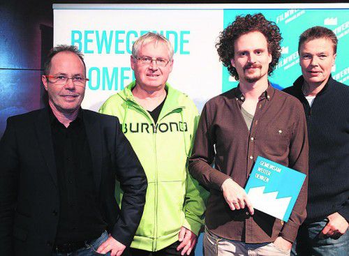 Fachvertretungsobmann Teddy Maier (Film- und Musikwirtschaft), Alexander Kaiser, Bernhard Belej und Otmar Moser (Filmwerk Vorarlberg). sie