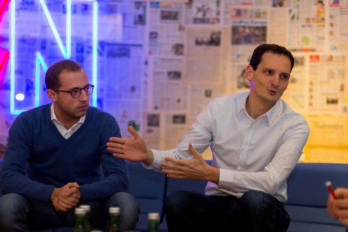 Julian Fässler (rechts) übergibt heute um 18 Uhr beim Parteitag der JVP in Bregenz seinen Chefsessel an Raphael Wichtl. Foto: VN/Paulitsch