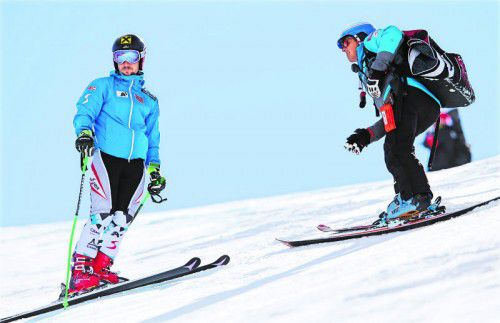 Marcel Hirscher und Trainer Mike Pircher: Beim Training in Schweden wird für den Weltcupslalom am Wochenende der Feinschliff gesucht. Foto: gepa