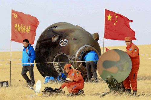 Nach 33 Tagen im All sind zwei chinesische Astronauten am Freitag wieder zurückgekehrt. Foto: AP
