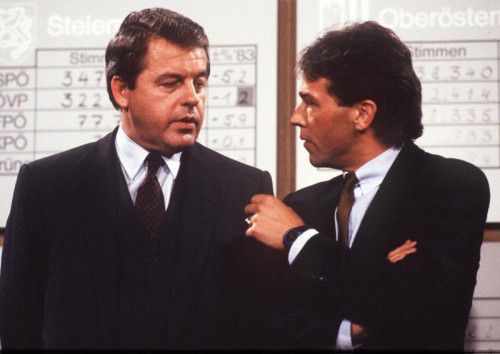 Vranitzky (l.) und Haider 1986: Der damalige Kanzler schloss eine Zusammenarbeit mit dem neuen FPÖ-Chef aus. Foto: APA
