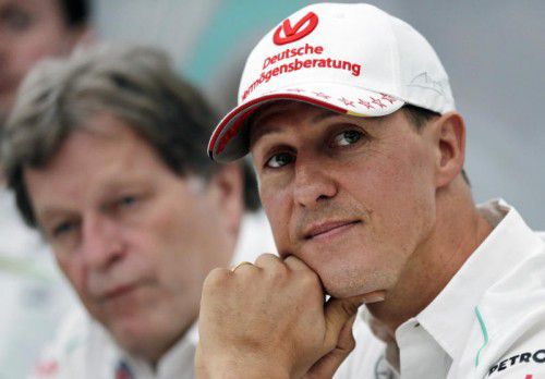 Bild aus dem Jahre 2012, als Michael Schumacher seinen Rücktritt aus der Formel 1 bekannt gab. Foto: ap