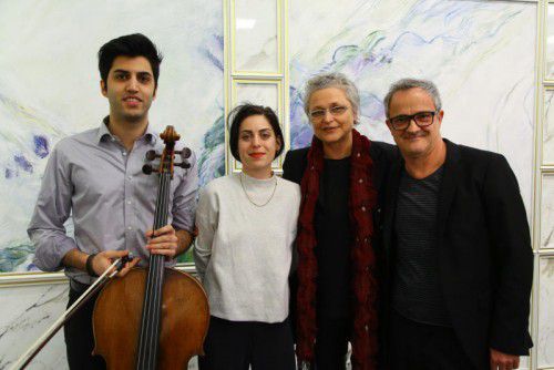 Cellist Kian Soltani, bildende Künstlerin Monika Grabuschnigg, Musikerin Evelyn Fink-Mennel, Theatermacher Martin Gruber. Foto: VN/Hofmeister