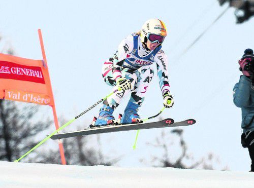Cornelia Hütter verlor im Training als beste ÖSV-Dame auf die Bestzeit von Sofia Goggia 31 Hundertstel. Foto: gepa