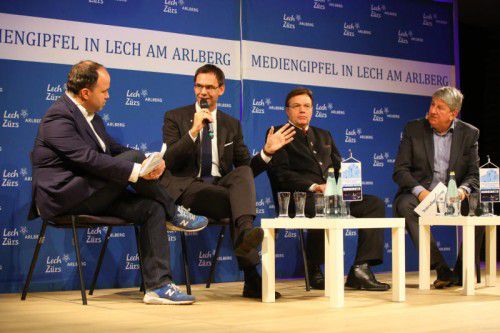Diskussion mit Gerold Riedmann, Markus Wallner, Günther Platter und Hans-Peter Siebenhaar. VN/Hofmeister