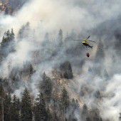 Waldbrände mit Helikoptern bekämpft