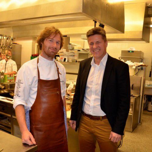 Küchenchef Matthias Huber und Winzer Toni Hartl (r.).