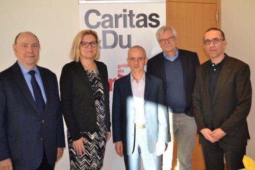 Nikolaus Schneider, Kathrin Stainer-Hämmele, Ferdinand Sutterlüty, Daniel Hell und Walter Schmolly.  Foto: Caritas