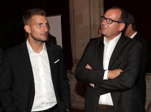 Vielleicht bald ein Team? Altach-Goalie Andreas Lukse (l.) und Martin Scherb anlässlich der Bruno-Gala. GEPA
