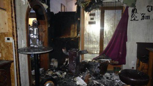 Das Gartenhaus wurde bei dem Brand komplett zerstört. Foto: Polizei