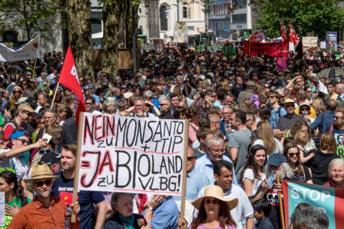 Im Mai 2016 marschierten in Bregenz über 4000 Menschen gegen TTIP, Ceta und Tisa. Foto: VN/Lerch
