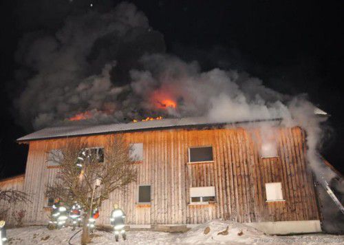 Sechs Menschen befanden sich in dem Wohnhaus, als die Holzfassade Feuer fing. Die Feuerwehr rückte mit 120 Mann aus. Foto: Feuerwehr