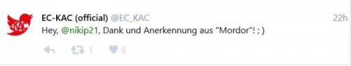 Twitter-Nachricht aus „Mordor“ für Niki Petrik.