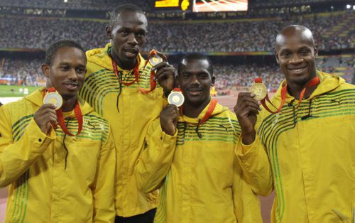 Usain Bolt und Dopingsünder Carter 2008 in Peking. Foto: AP