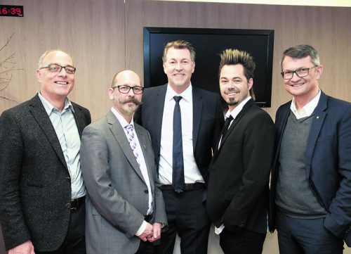 V. l.: Fachgruppengeschäftsführer Josef Wohlgenannt, Herbert Mähr (Präsident Akademie Frisurenkunst Vorarlberg), Innungsmeister Günther Plaickner, Stv. Christoph Schobel sowie Thomas Wachter (WIFI).