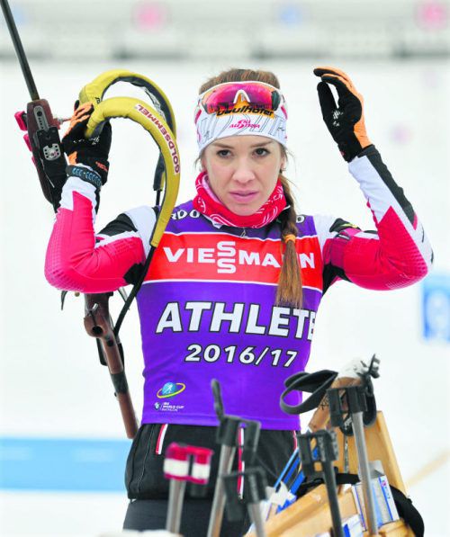 Fabienne Hartweger kommt in Hochfilzen mit der Mixed-Staffel zu ihrer WM-Premiere. Foto: apa