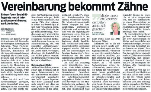 VN-Bericht am 10. Februar 2017 über den Gesetzesentwurf zur Mindestsicherung.
