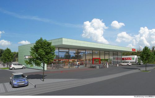 600 Quadratmeter Verkaufsfläche und ein neues Konzept: der neue Spar-Markt im Wolfurter Strohdorf-Areal. Fotos: Architekturbüro DI Lothar Huber