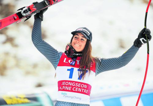 Auf der Olympiapiste ging ihr der Knopf auf: Sofia Goggia gewann in Jeongseon mit Abfahrt und Super-G ihre ersten beiden Weltcuprennen. Foto: gepa