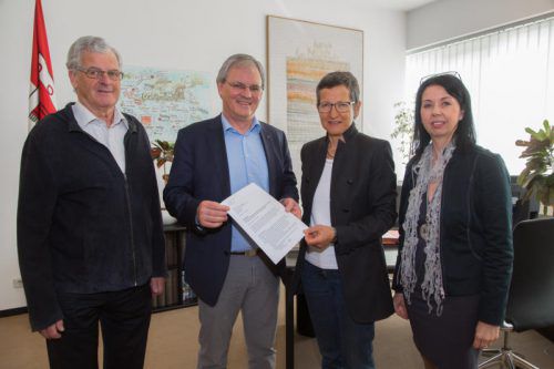 Besuch in der Landtagskanzlei (v. l.): Rudi Fischer, Harald Sonderegger, Greti Schmid und Borghild Goldgruber-Rainer. Foto: vn/hofmeister