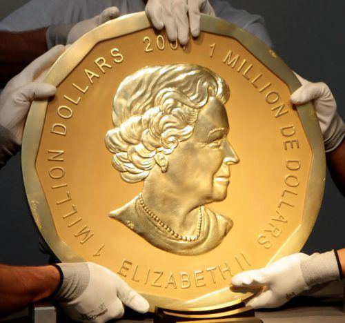 Die kanadische 100-Kilo-Goldmünze „Big Maple Leaf“. Foto: Apa
