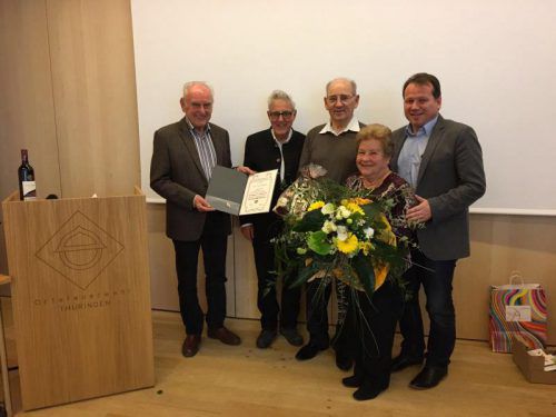 Luis Caldonazzi (Mitte) wurde für seine Verdienste ausgezeichnet.