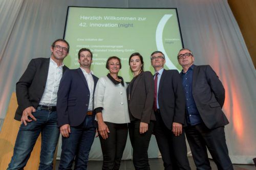 V. l.: Bernhard Ölz (Prisma), Mathias Burtscher (IV), FH-Rektorin Tanja Eiselen, Manuela de Pretis (Wisto), Hans A. Wüthrich, Gerard Hann (VN).