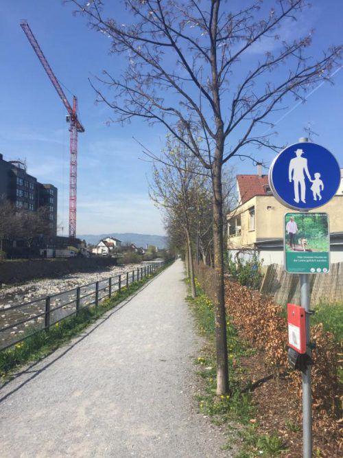 Der fragliche Fußweg, der das Nord­ufer der Dornbirner Ache säumt.