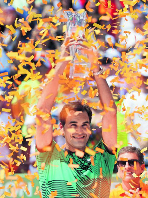 Turniersieg Nummer 91 für Tennis-König Roger Federer – in Miami setzte er sich zum 14. Mal in einem Duell mit Rafael Nadal durch. Foto: ap