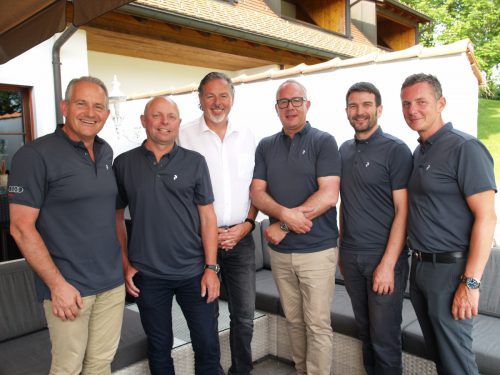 Renato Schneider, Christoph Fink, Horst Gieselbrecht, Hubert Amann, Albert Metzler und Jörg Peham (v.l.) beim Golfturnier in Weißensberg.