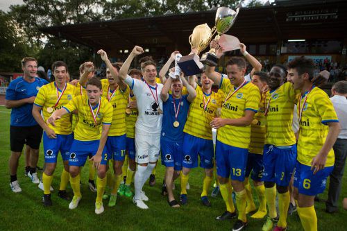 Der Jubel der Hohenems-Spieler kannte nach dem 1:0-Sieg im Supercupfinale gegen FC Langenegg keine Grenzen. Damit konnten die Grafenstädter beide VFV-Cups gewinnen. hartinger