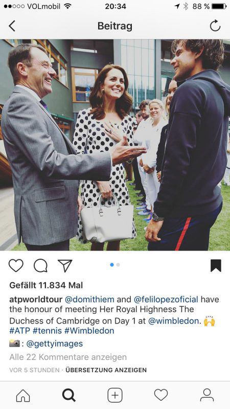 Dominic Thiem beim ATP-Treffen mit Herzogin Kate. Foto: atp