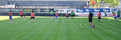Ein erstes Training von FK Tschichura in der Cashpoint-Arena. Heute will die Elf aus Georgien ihre gute Auswärtsbilanz in Europa-League-Spielen fortsetzen. Foto: gepa