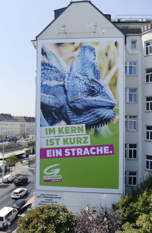 Das Plakat am Naschmarkt ist nicht zu übersehen. Foto: APA