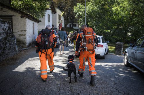 Mit Hunden wird nach den vermissten Wanderern gesucht. Foto: AP