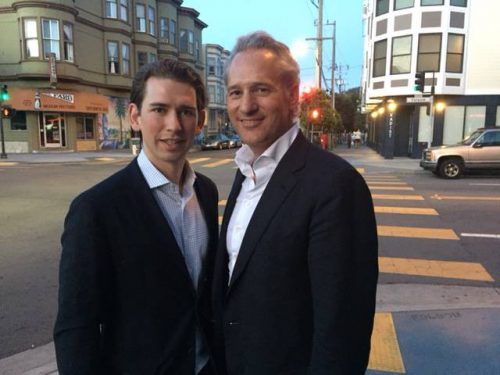 Ihre Wege kreuzten sich bereits 2015 im Silicon Valley: Sebastian Kurz (l.) und Martin Ohneberg. VN