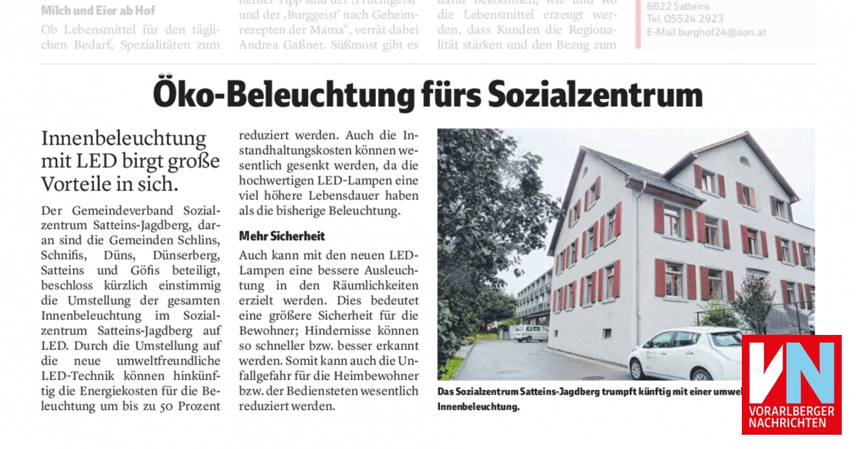 Öko-Beleuchtung fürs Sozialzentrum - VN Heimat