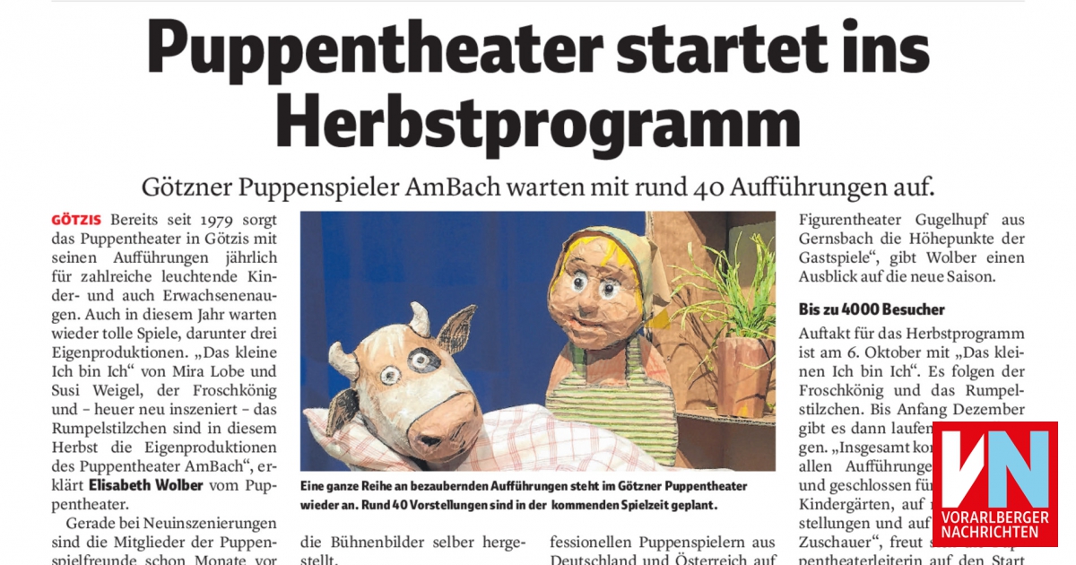 Puppentheater startet ins Herbstprogramm - VN Heimat