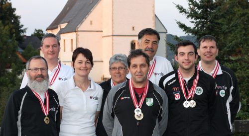 Vorarlbergs Team in Kapfenberg (v. l.): Josef Scherer, Hubert Wirth, Helene Rippl, Rosa Meier, Wolfgang Psenner, Christian Ganahl, Christoph Tiefenthaler und Manfred Bechter. Nicht am Bild Marvin Greppmayr.  Psenner
