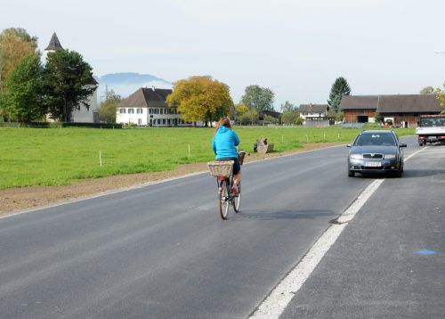 Die Salbachstraße auf Höhe der Mittelweiherburg in Hard ist fertig saniert. ajk