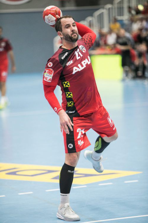 Michi Knauth erzielte in Bruck sein 1000. HLA-Tor im Harder Trikot. VN/Sams