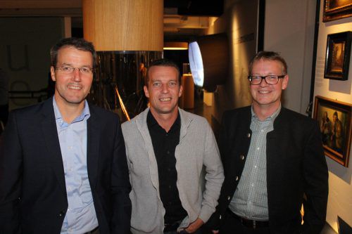 Rainer Hartmann, Martin Welte und Thomas Welte bei der Eröffnung des neuen Tabakmuseums in der Vorarlberger Museumswelt. he