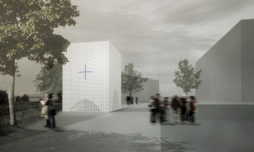 So soll die neue Kapelle im Südosten des neuen Quartiers einmal aussehen.  Bechter Zaffignani Architekten
