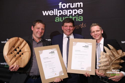 Stolze Gewinner bei den Wellpappe Austria Awards: Harald Keckeis (Ranit Austria), Stephan Kaar (Rondo) und Michael Geiger (Rondo). ©com_unit