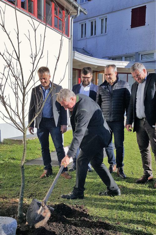 Baumpflanzung mit tatkräftiger Unterstützung durch LR Erich Schwärzler.