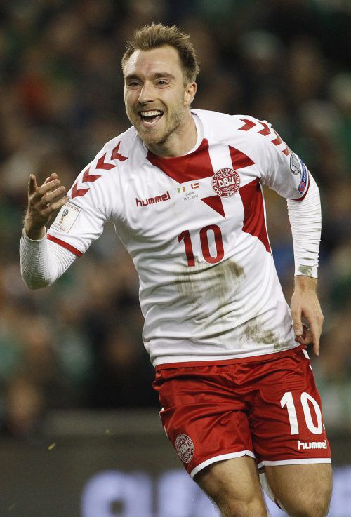Christian Eriksen erzielte drei Treffer beim 5:1-Erfolg von Dänemark in Irland. AFP