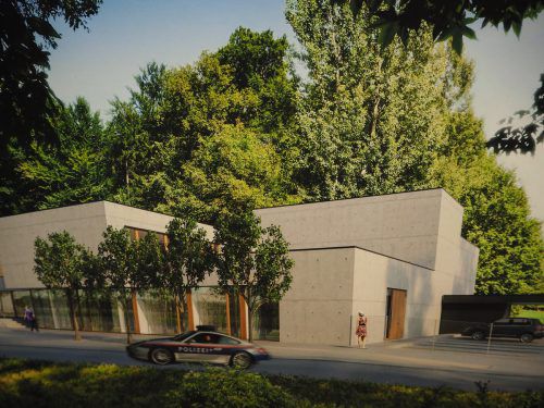 Das Einsatztrainingszentrum soll beim bestehenden Schießstand der Polizei in Koblach-Birken errichtet werden.  Rendering