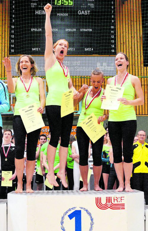Das Quartett Renate Dietrich, Sandra Kaufmann, Martina Kohn und Martina Meitner (v. l.) vom ATSV Bregenz holte sich die Goldmedaille in der AK-30-Klasse. ÖFT