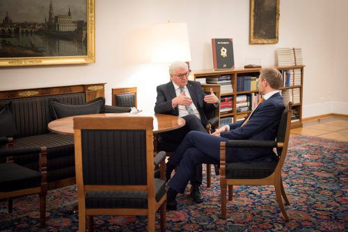 Der deutsche Bundespräsident Steinmeier empfing FDP-Chef Lindner im Schloss Bellevue. reuters